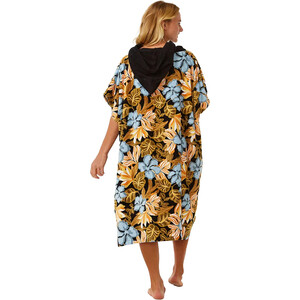 2024 Rip Curl Mujer Toalla Con Capucha Mixta Cambiador Robe / Poncho 00VWTO - Black / Orange